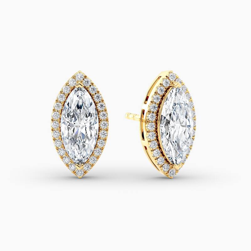 Auriya 14k Gold Lab Grown Halo Marquise Diamond Stud Earrings 0.50 to 8.00 ct. tw. Push-Back (F-G VS) - White