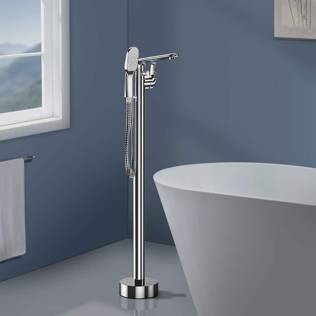 Topcraft Floor Mounted Bathtub Filler with Handheld Showerhead