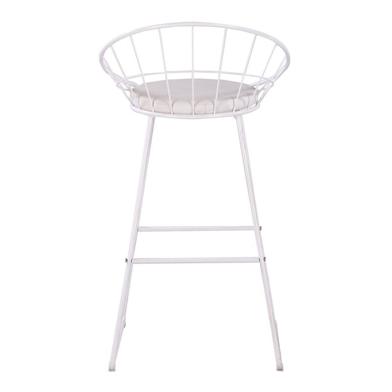 29" Modern White Bar Stools Upholstered Counter Stools, Set of 2 - 21" L x 18" W x 38" H