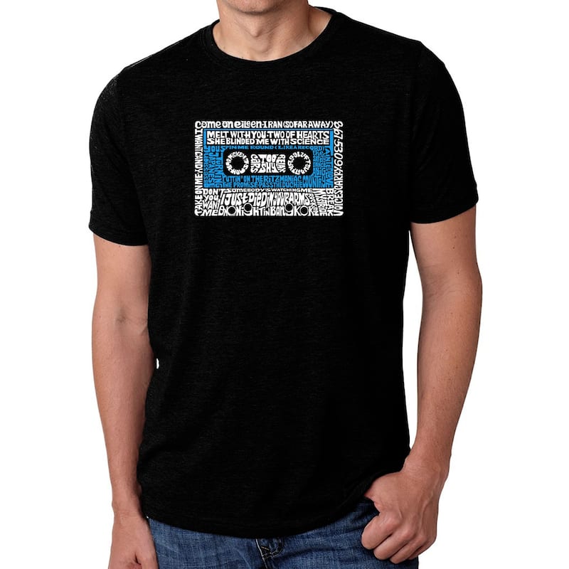 LA Pop Art Men's Premium Blend Word Art T-shirt - 80s One Hit Wonders - Black - 3XL