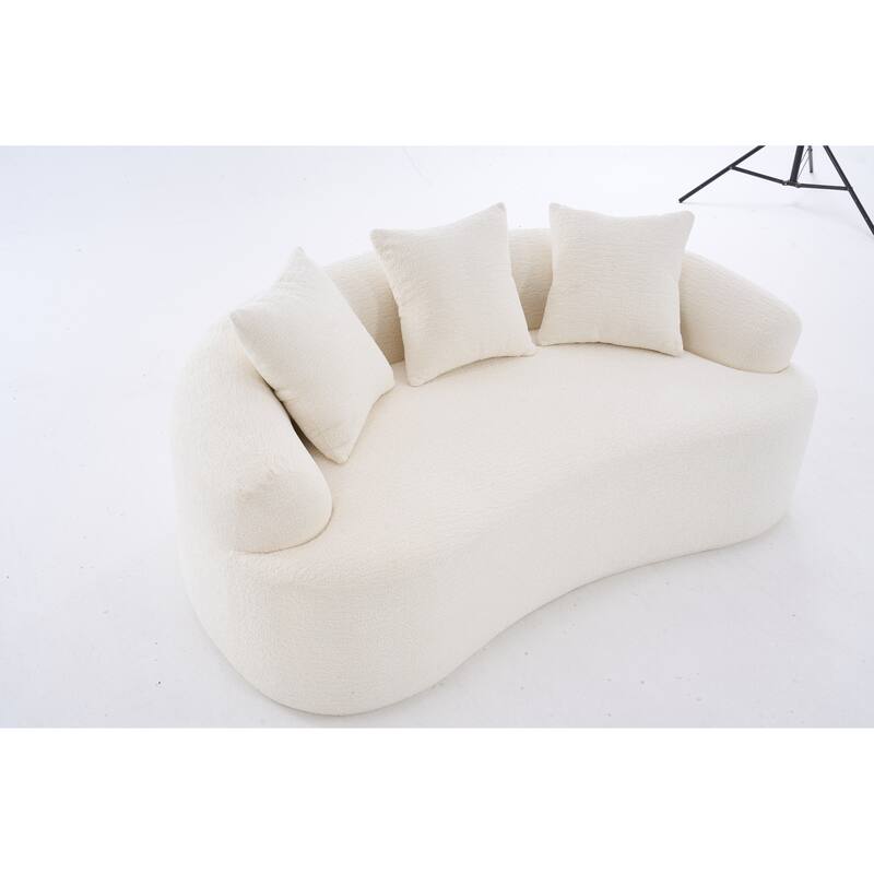 65" Classic 2-Seater Fabric Sofa with Memory Foam & 3 Pillows