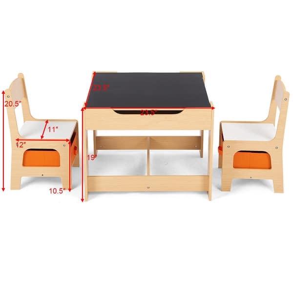 Shop Gymax Children Kids Table Chairs Set With Storage Boxes