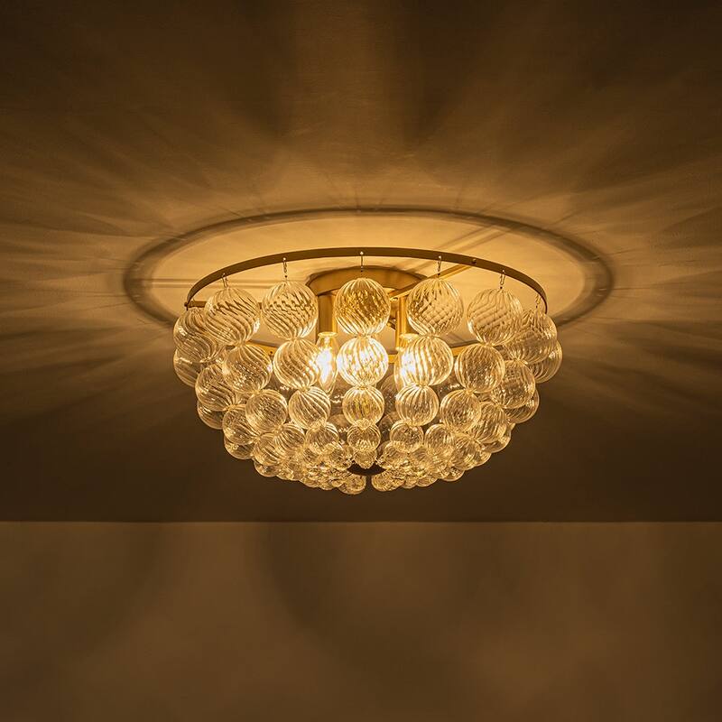 Glam 6-Light Twisted Glass Globe String Flush Mount - 19.7in