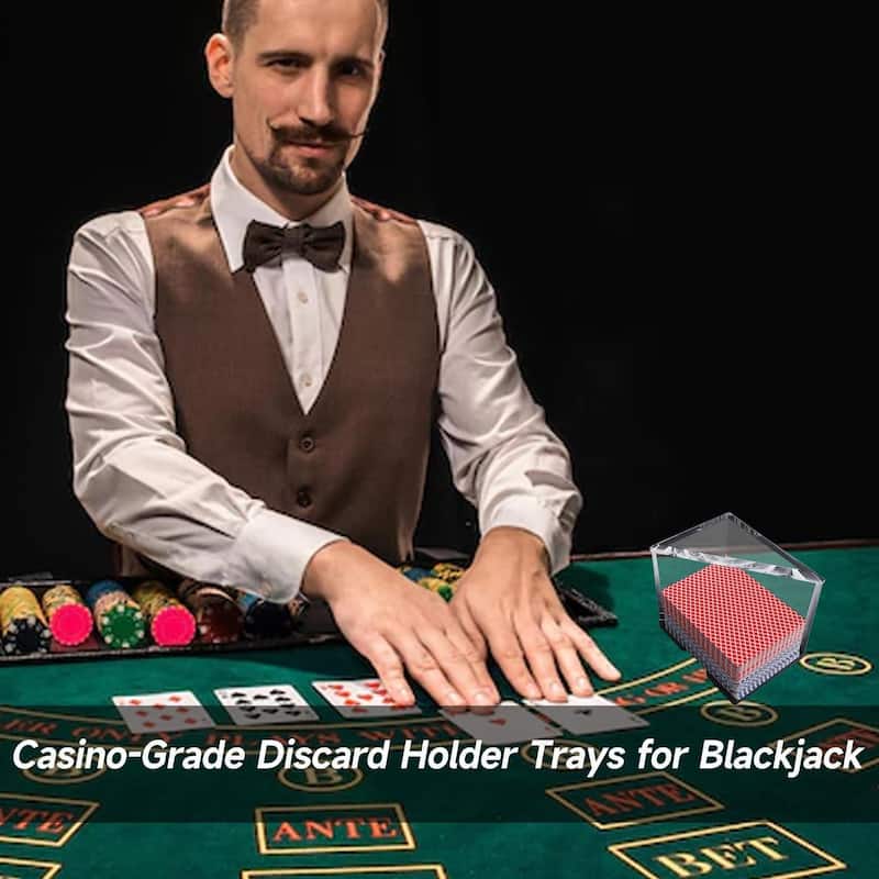 GSE™ 4-Deck Acrylic Blackjack Discard Tray, Casino Grade Discard Holder for Blackjack and Playing Card Games