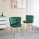preview thumbnail 1 of 9, Modern dining chair(set of 2 ) with iron tube golden color legs, velvet and comfortable backrest Green
