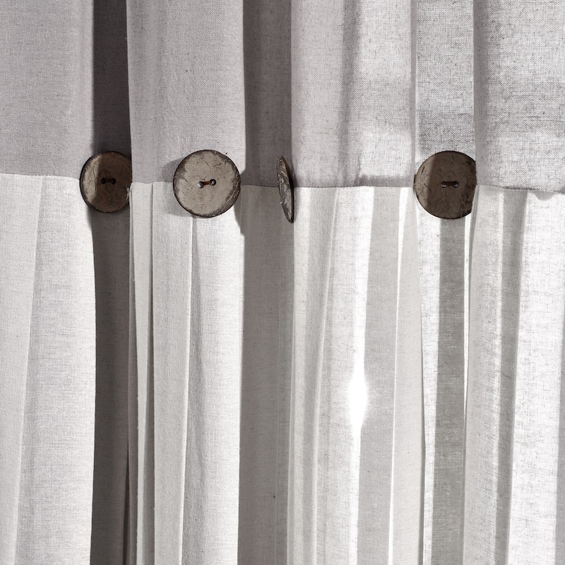 Lush Decor Linen Button Single Panel Window Curtain - 63"L x 40"W - Gray/Off-White