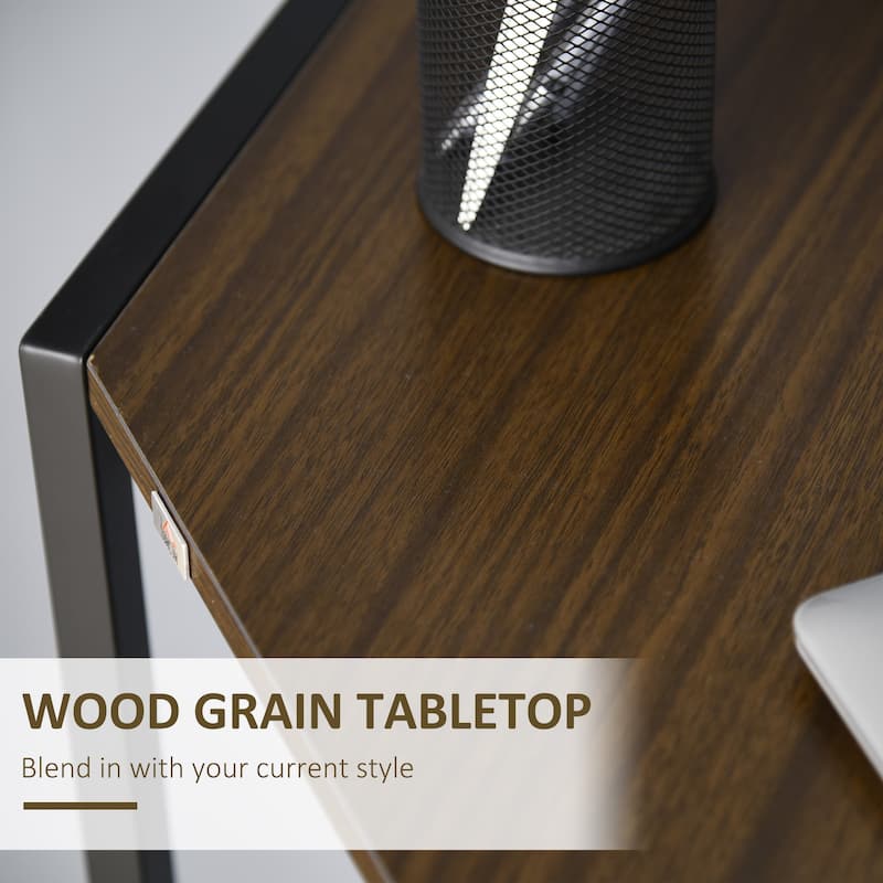 HOMCOM Space-Saving Small Corner Writing Desk & Corner TV Stand, Corner Computer Desk with Strong Metal Frame