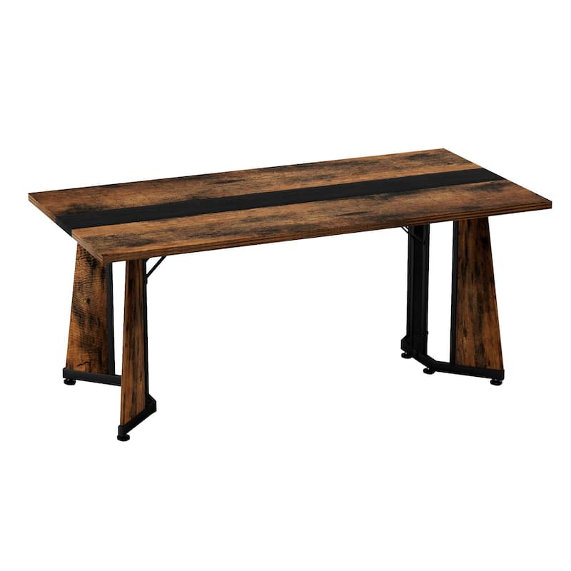 70.9"Rectangular Large Dining Table, Waterproof Large Desk for 8 People, Deluxe Family Dining Table with Adjustable Legs