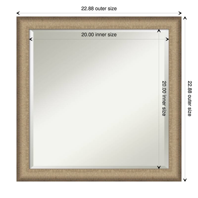 Beveled Wall Mirror - Elegant Brushed Bronze Narrow Frame - 23 x 23-inch - Elegant Brushed Bronze Narrow