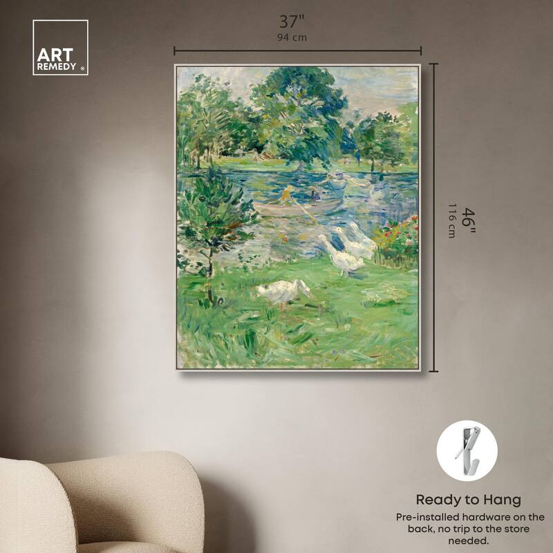 Morisot Girl in Boat with Geese Canvas by Art Remedy