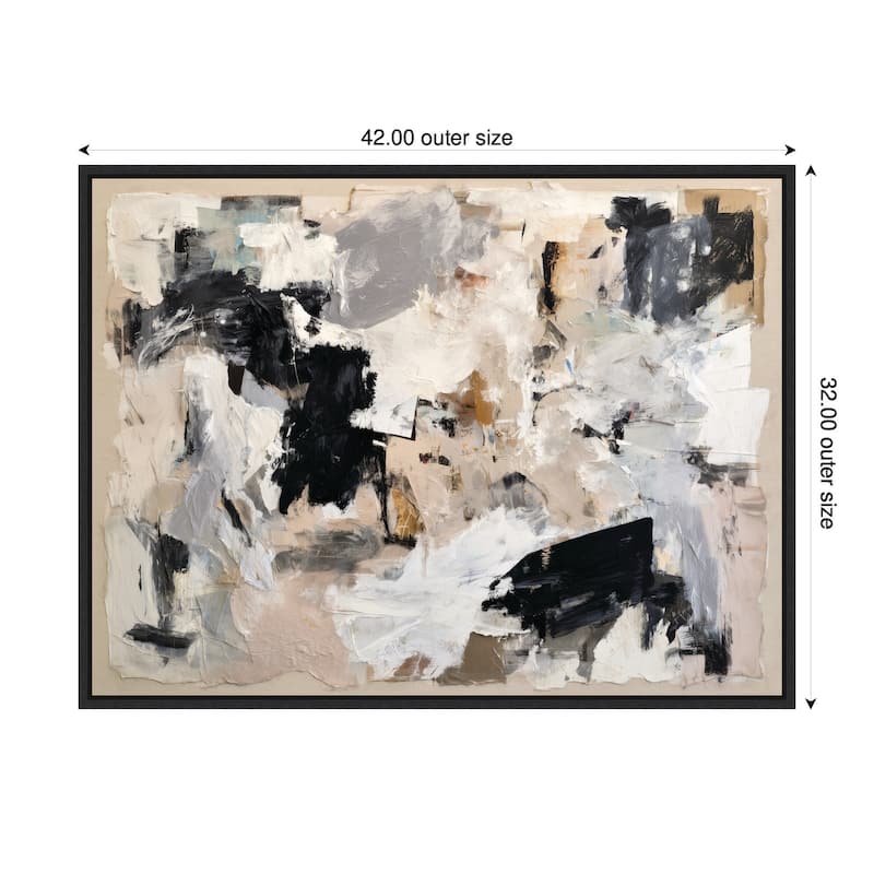 Kate and Laurel Expressive Tonal Neutral Abstract by The Creative Bunch Studio Framed Canvas Wall Art Print
