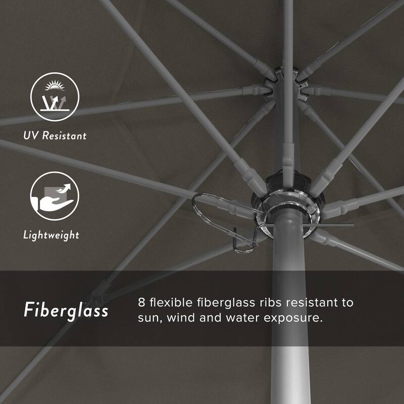 California Umbrella 7.5' Rd. Aluminum Frame, Fiberglass Rib Market Umbrella, Push Open,Anodized Silver Finish, Pacifica Fabric