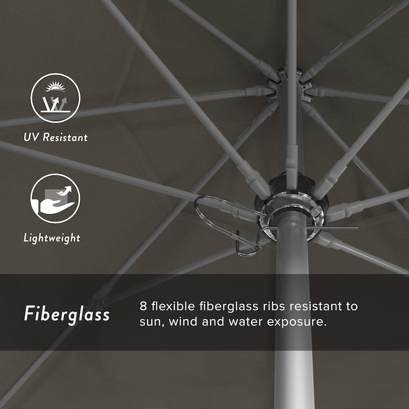 California Umbrella 75' Venture Series Patio Umbrella, Silver Aluminum Pole Fiberglass Ribs Push Lift Pacifica