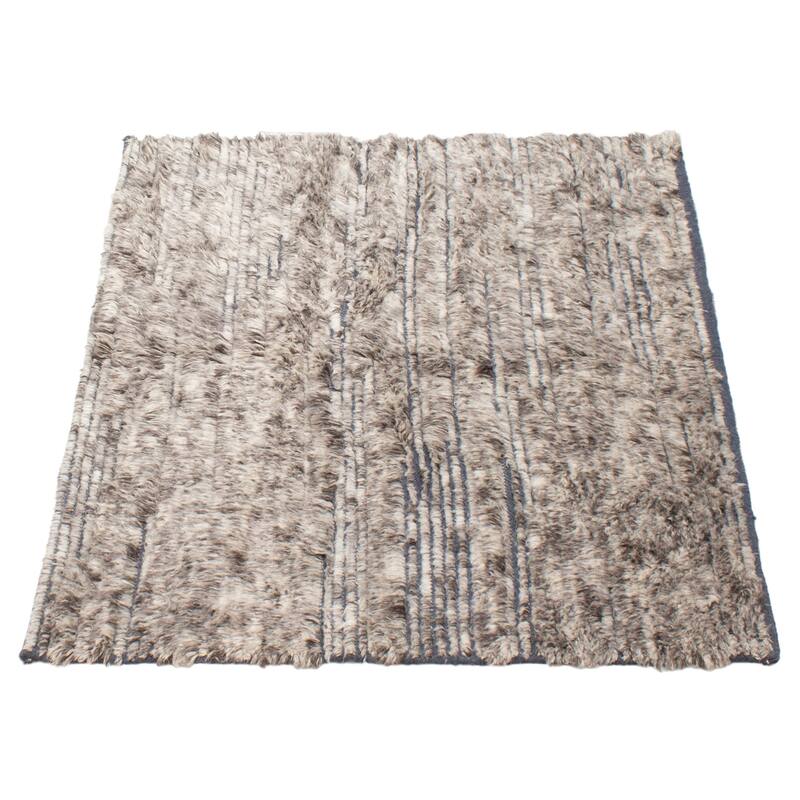 ECARPETGALLERY Hand-knotted Tangier Grey Wool Rug - 4'2 x 5'2