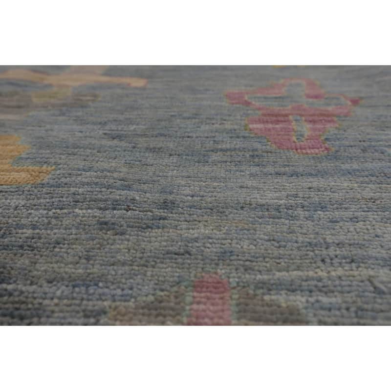 Light Blue Oushak Turkish Large Rug Handmade Wool Carpet - 10'0"x 13'9"