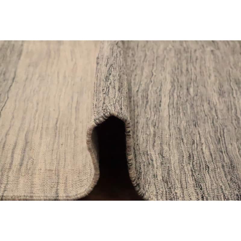 Hand Woven Oriental 100% Wool Carpet Southwestern Modern Greys & Charcoal Kilim Area Rug - 9' 7'' X 8' 4''