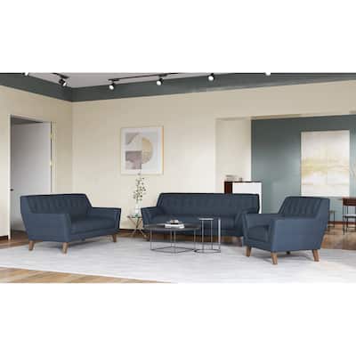 Mid-Century Modern Loveseat, 2-Seat Sofa with Curved Handrail and Padded Seat, Loveseat Settee with Solid Wood Legs