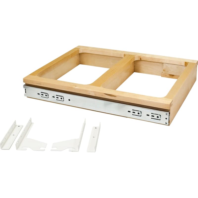 Hardware Resources 18" Top Mount Double Bin Pull Out Trash Can with - Natural White Birch / White