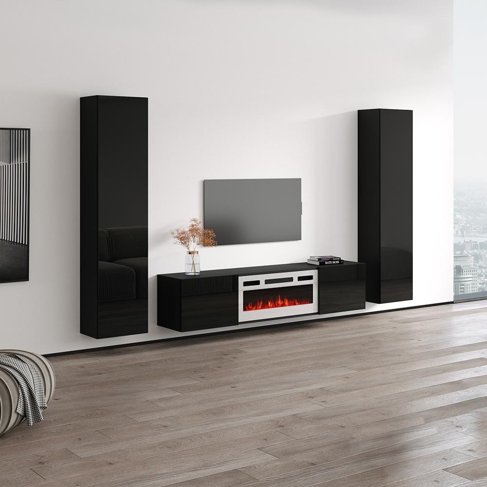 Cali WH EF Floating Fireplace Entertainment Center Bed Bath