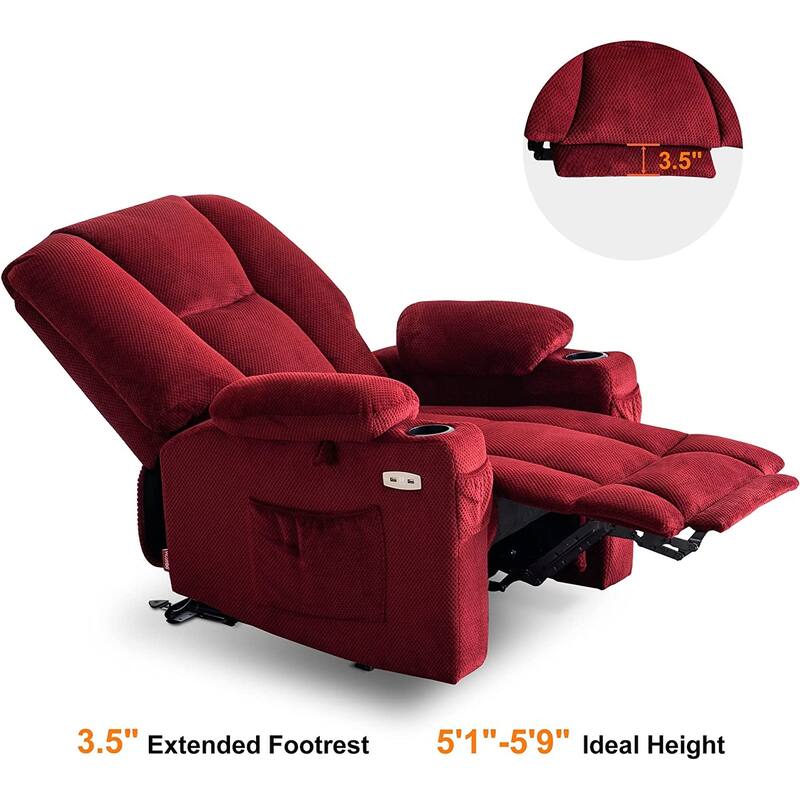 MCombo Electric Power Recliner Chair with Massage & Heat, Plush Fabric 8015