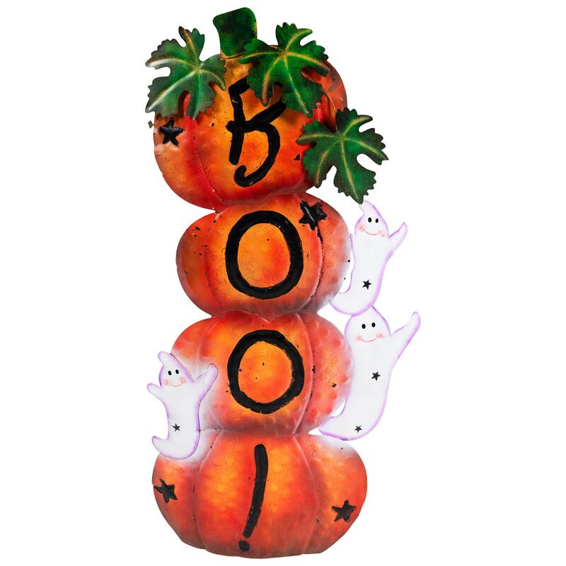 33" Orange and Black Stacked Pumpkins Outdoor Halloween Decoration