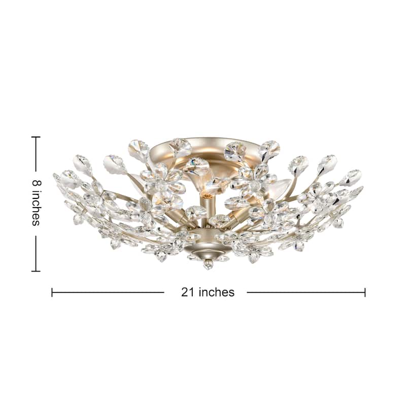 Isabel 5-light Crystal Glass Flowers Blooms Flush Mount