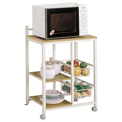 Kelvin Natural Brown and White 2-shelf Kitchen Cart