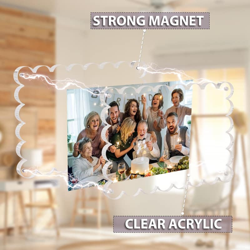 BP4U™ 3-Pack Magnetic Picture Frames, Double-Sided Tabletop Acrylic Picture Frames Freestanding for Desktop Display