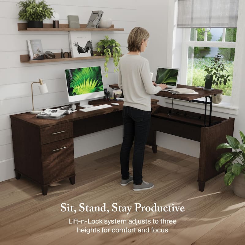 Somerset 72W 3 Position Sit to Stand L Shaped Desk by Bush Furniture