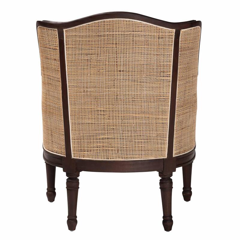 bali & pari Ornella Traditional French Beige Fabric and Dark Brown Finished Wood Accent Chair