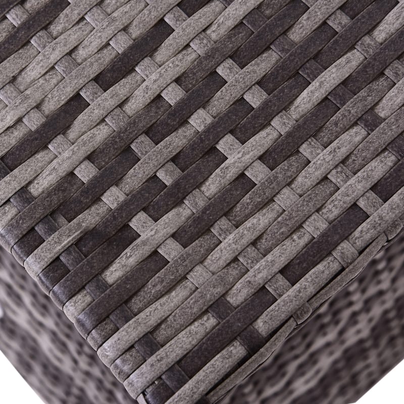 Outsunny Patio Wicker Rattan Tea Bistro Side Table with an Umbrella Hole, Convenient Storage Shelf, & Stylish Design