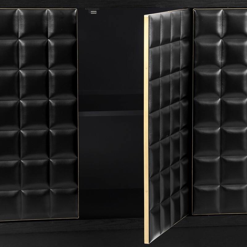 Modern 4-Door Storage Cabinet with Geometric Design and Adjustable Shelves for Home Organization