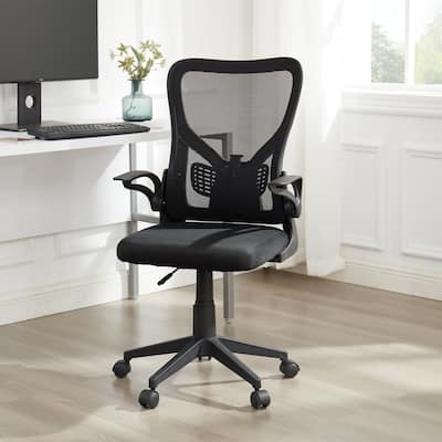 Javlergo Ergonomic Office Chair, Mesh Back Adjustable Height Swivel Computer Desk Chair with Flip-Up Arms and Lumbar Support