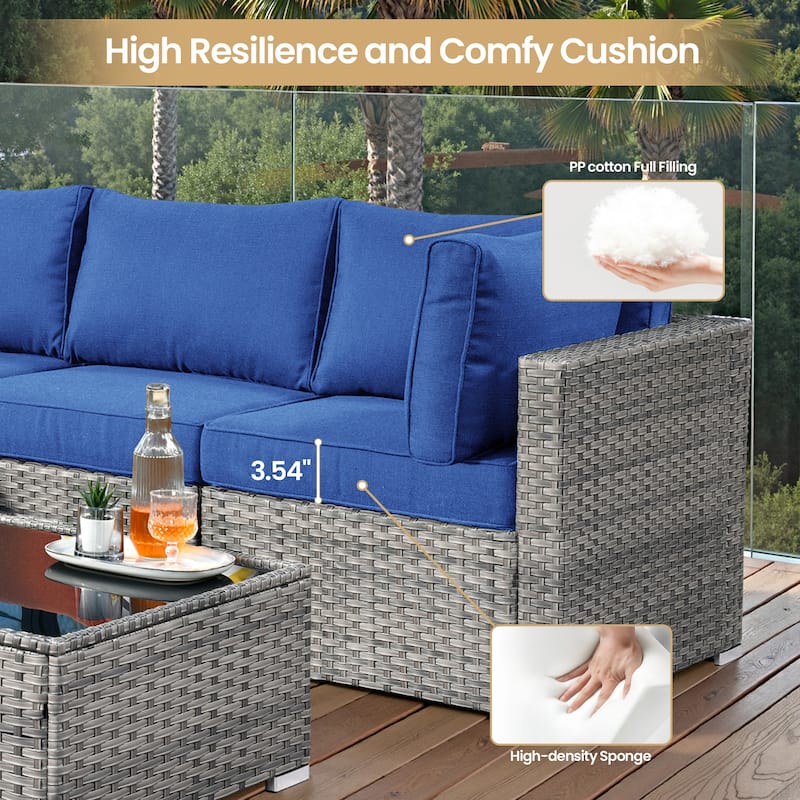 XIZZI 8-piece Outdoor Furniture Patio Wicker Sofa Set with Fire Pit