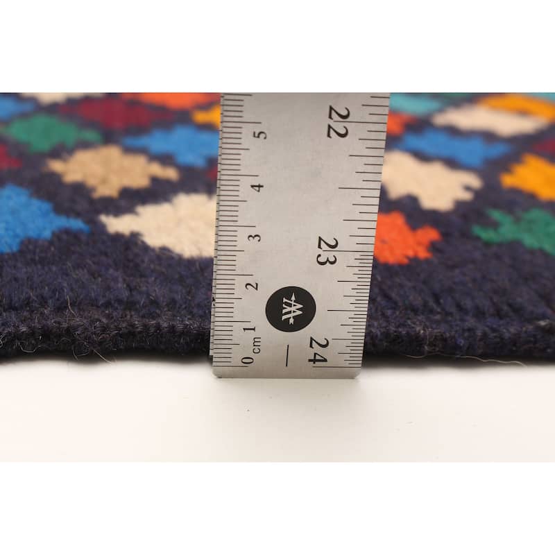 ECARPETGALLERY Hand-knotted Afghan Dark Navy Wool Rug - 2'6 x 9'10
