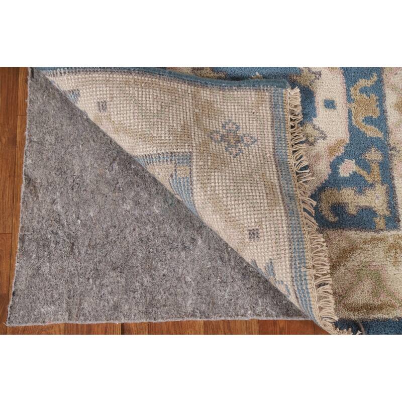 Blue Oushak Indian Runner Rug Handmade Wool Carpet - 2'6"x 9'9"
