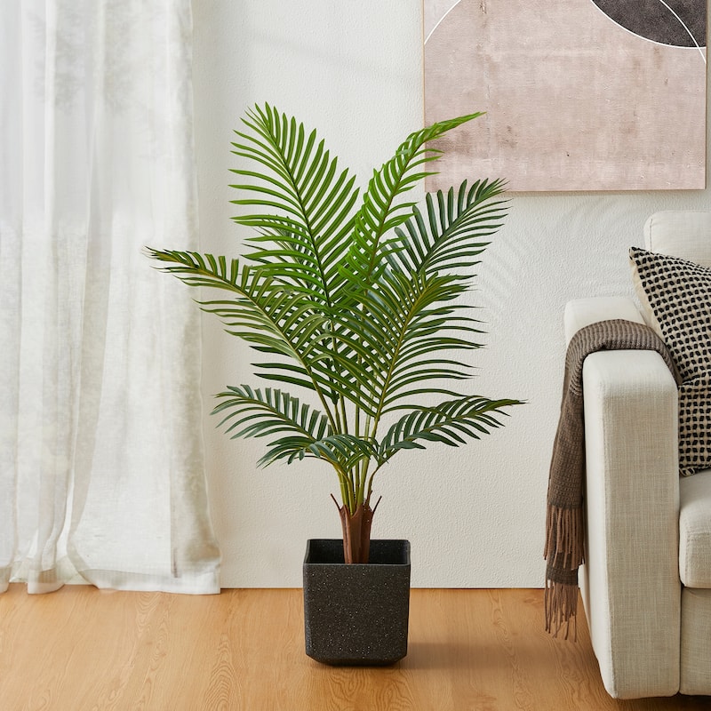 Glitzhome 43"H Real Touch Areca Palm Artificial Fronds Tree in Pot - 19.75"D x 43.25"H