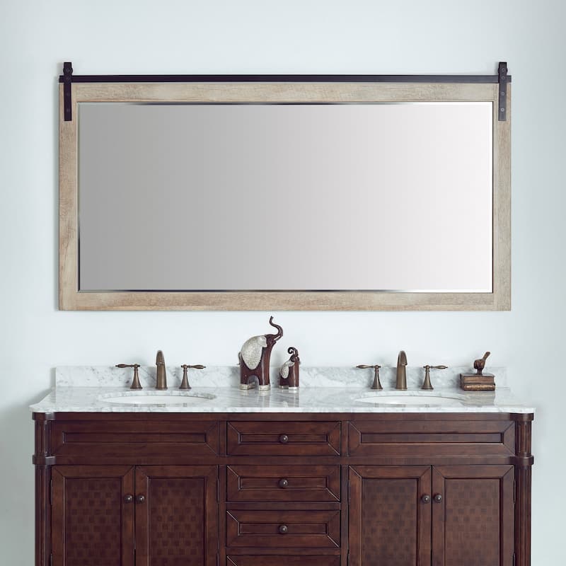 Cortes 72" Bathroom Vanity Barndoor Wall Mirror in Logs