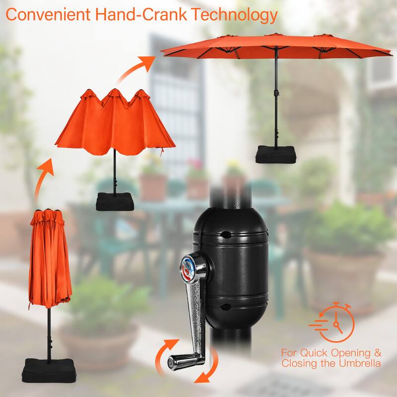 Gymax 15 ft Double-Sided Patio Twin Umbrella Extra-Large Market