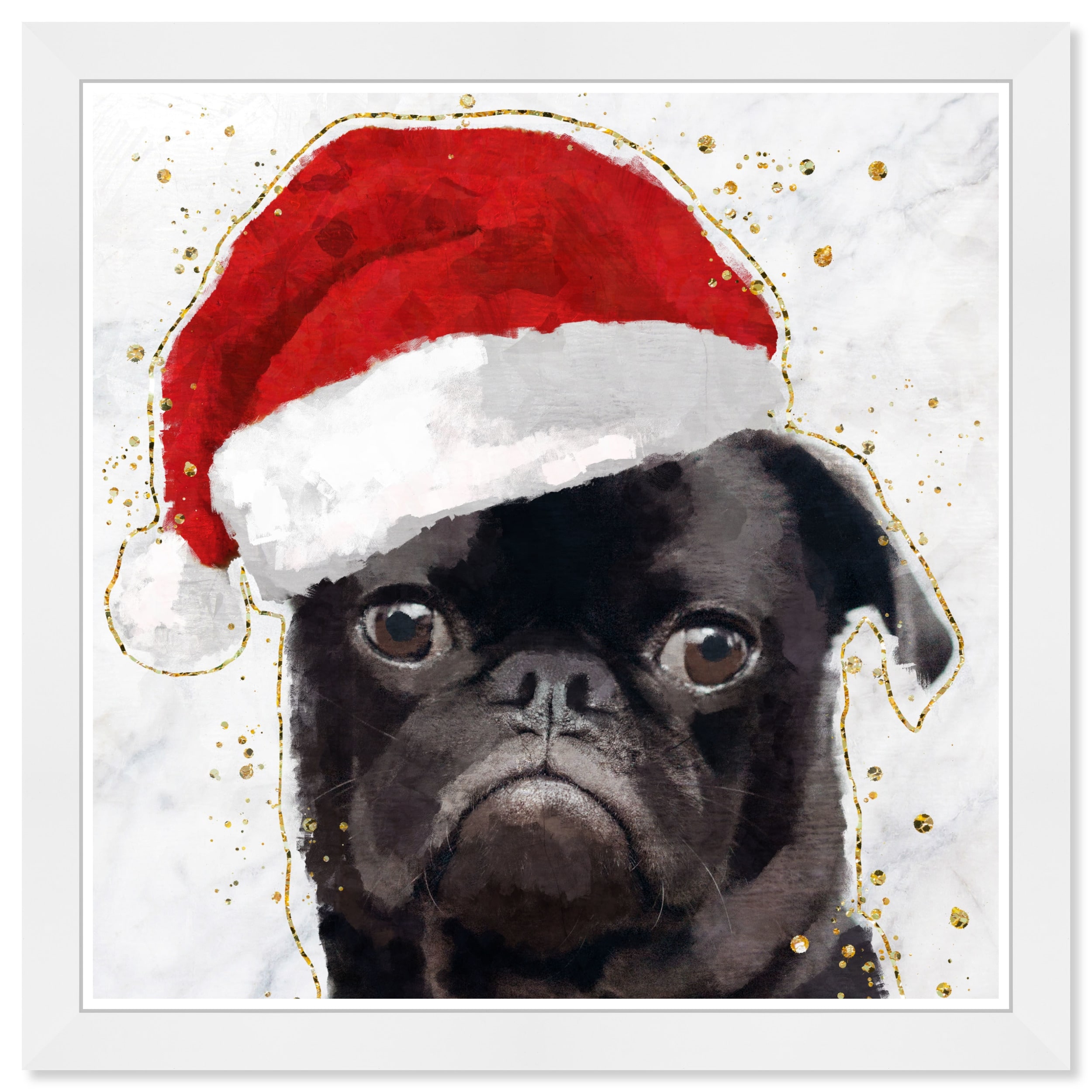Pug in Red Glasses Wall Art, Canvas Prints, Framed Prints, Wall Peels