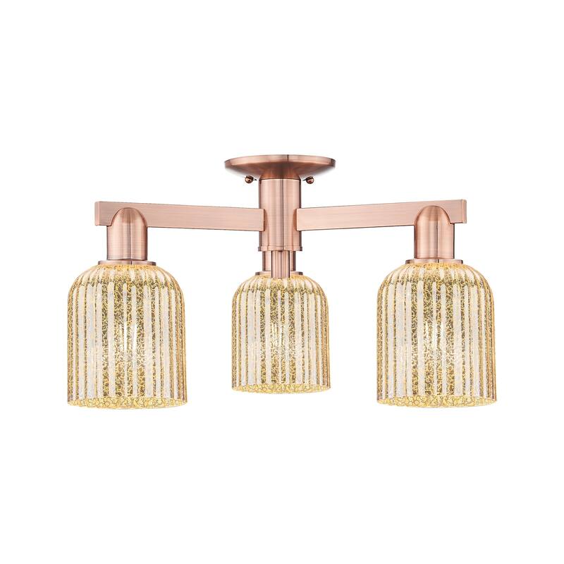 Innovations Lighting 716-3F-11-23 Bridal Veil Semi-Flush Bridal Veil 3 - Antique Copper / Mercury