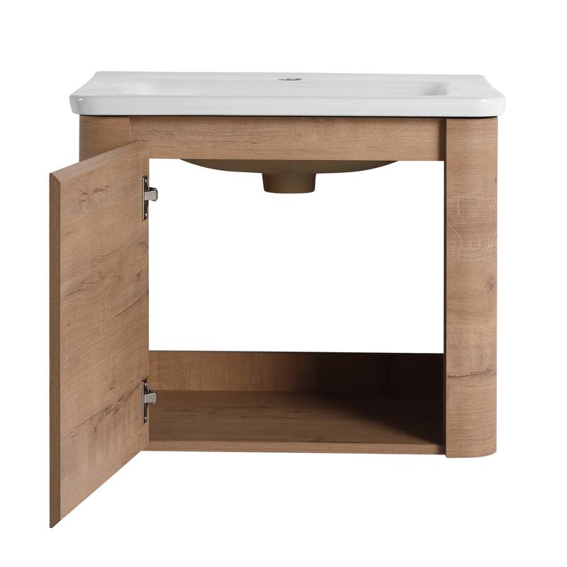 Floating Bathroom Vanity with Sink, Wall-Mounted Bathroom Storage Cabinet, Vanity Cabinet & Ceramic Sink Set