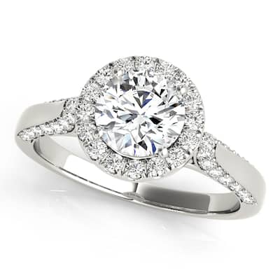 Auriya 14k White Gold Lab Grown Round Diamond Halo Engagement Ring 0.50 to 5.00 ct. tw. (F-G VS)