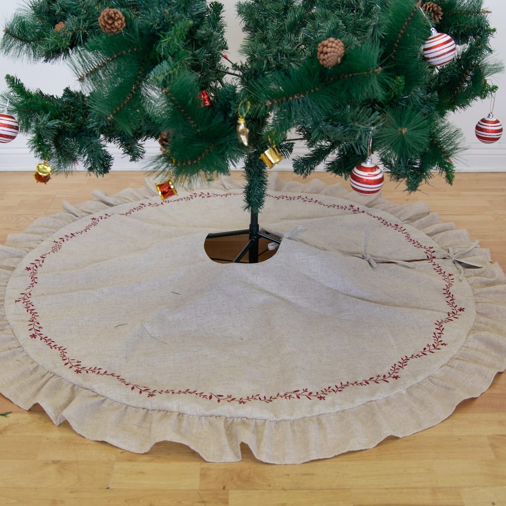 Kalen Polyester with Embroidery 56" round Christmas Tree Skirt