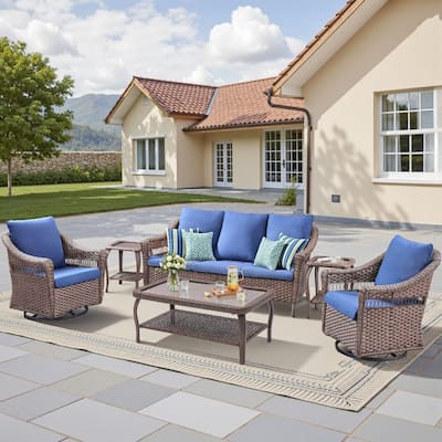 Pocassy 6 Pieces Sofa Swivel Chair with Coffee Table