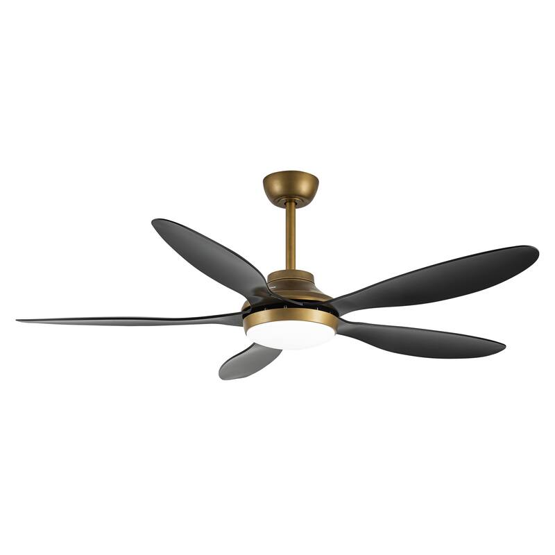 52" Antique Brass Smart Ceiling Fan with Light and Remote, App Control, Voice Control