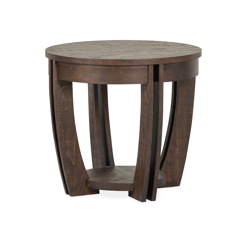 Magnussen Home Lyndale Nutmeg Round End Table - 25''W x 25''D x 23''H - 25''W x 25''D x 23''H
