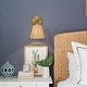 preview thumbnail 3 of 7, 1-Light Boho Natural Rattan Hardwired Wall Sconce with Adjustable Swivel Swing Arm