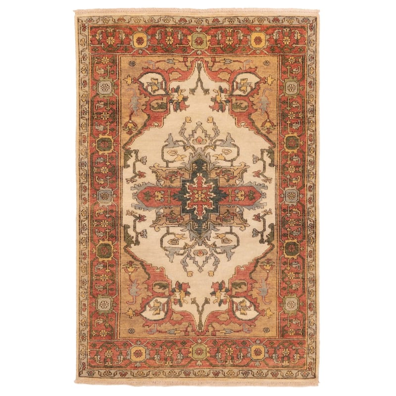 ECARPETGALLERY Hand-knotted Jules Sultane Cream Wool Rug - 4'0 x 6'1