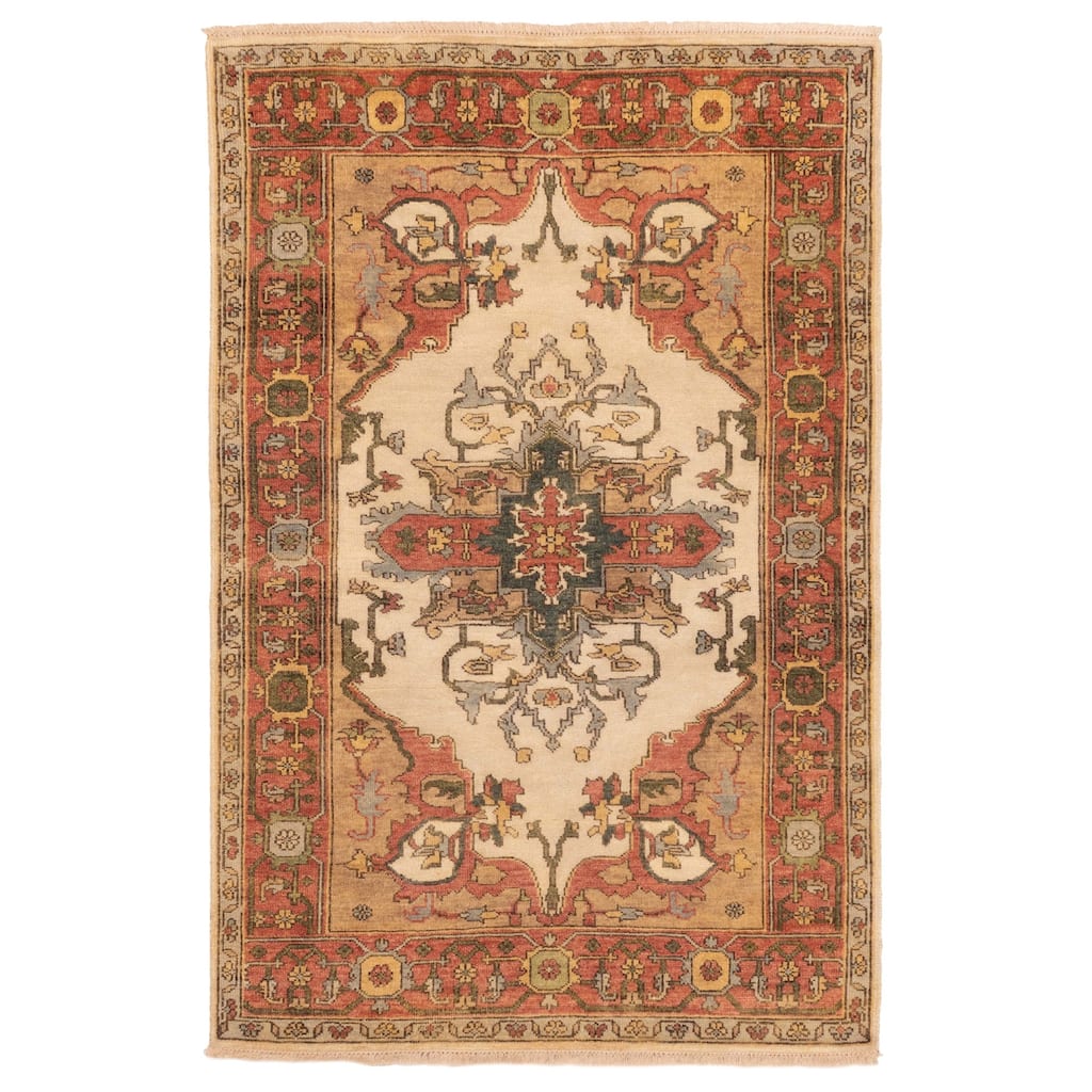 ECARPETGALLERY Hand-knotted Jules Sultane Cream Wool Rug - 4'0 x 6'1